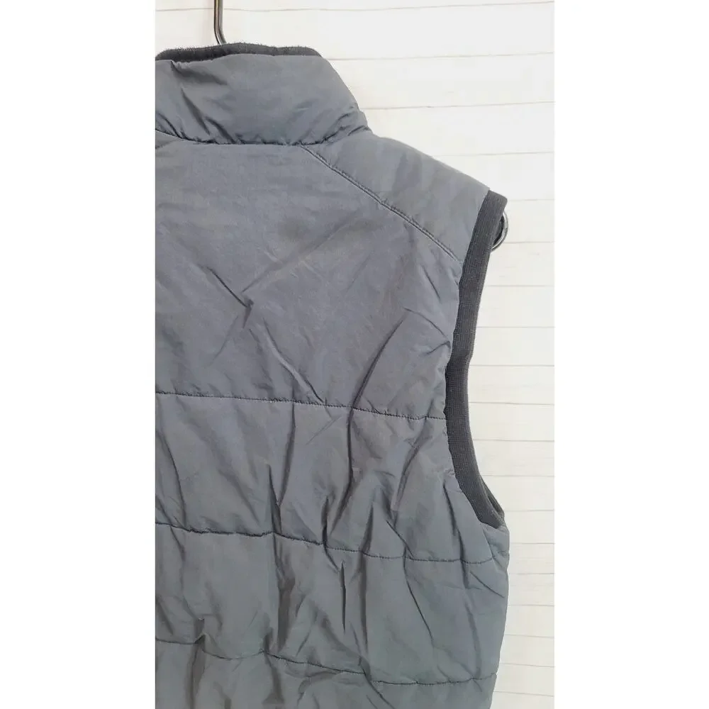 BANANA REPUBLIC WOVEN COMBO PUFFER VEST IN GRAY/BLACK, SZ LARGE